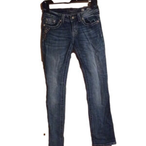 MISS Me BLING jeans, size 27. Straight style. Big white stitches! Bling pockets.